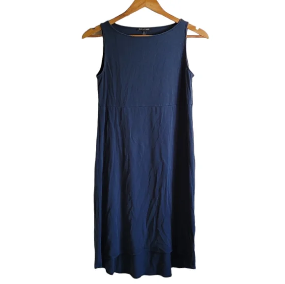 Eileen Fisher | Dresses | Eileen Fisher Sleeveless Blue Stretch Flowy Midi  Dress Petite Small | Poshmark